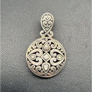Sterling Silver ATI Intricate Filigree Pendant With Heart Scroll Design